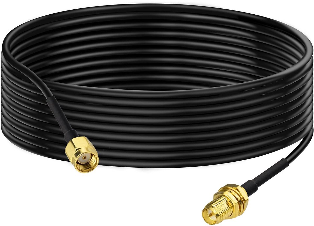 Solidchoice - RP-SMA Verlengkabel voor WiFi Antenne (3m) voor Draadloze Apparaten