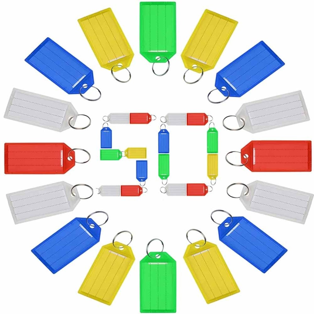 Solidchoice - Set van 50 Gekleurde Sleutelhangers met Label