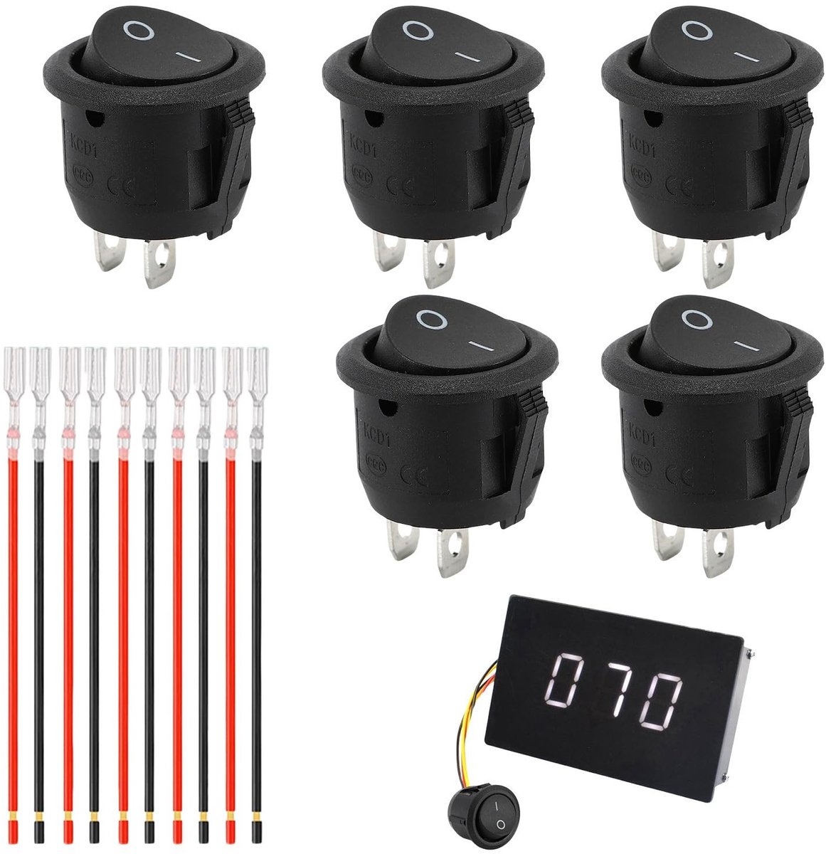 Solidchoice - Set van 5 Mini Toggle Switches voor 12V Toepassingen