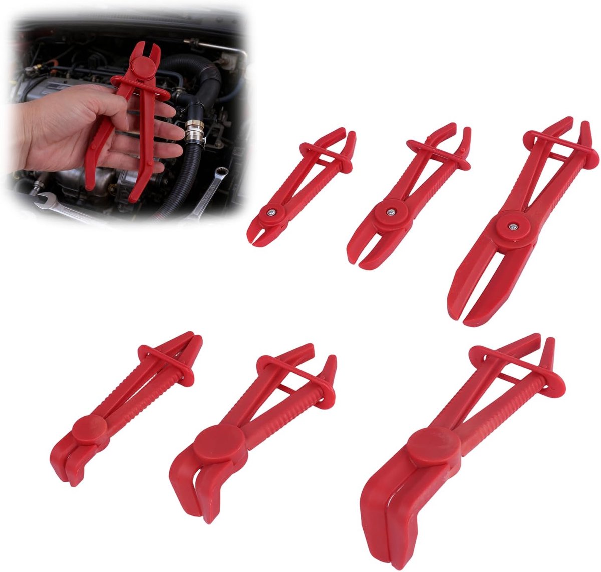 Hose clamps set 6 stuks - hoogwaardige kunststof - ergonomische tang - ideaal voor auto-onderhoud - ShopVlot
