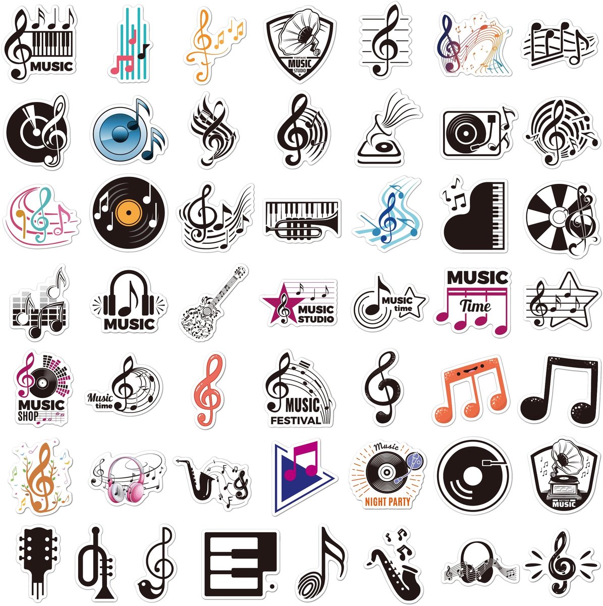 Solidchoice - Set van 50 Waterdichte Muziekstickers voor Scrapbooking