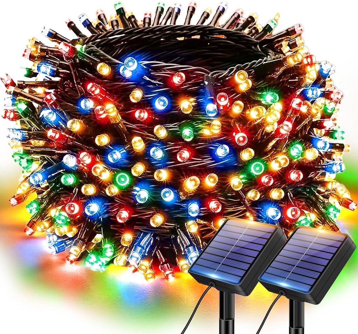 Solar fairy lights buiten 6 m 60 LED - IP65 waterproof multikleur - sfeervolle verlichting voor tuin - ShopVlot