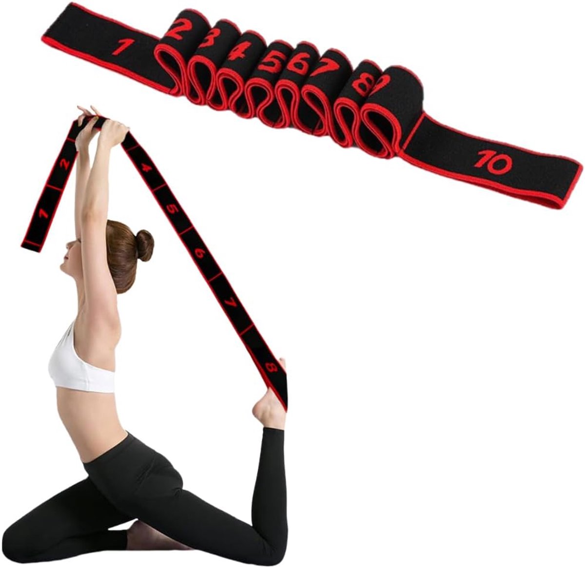 Yoga stretch band 10 loops - hoog elastisch - praktische multi-loop design - ideaal voor stretching - ShopVlot