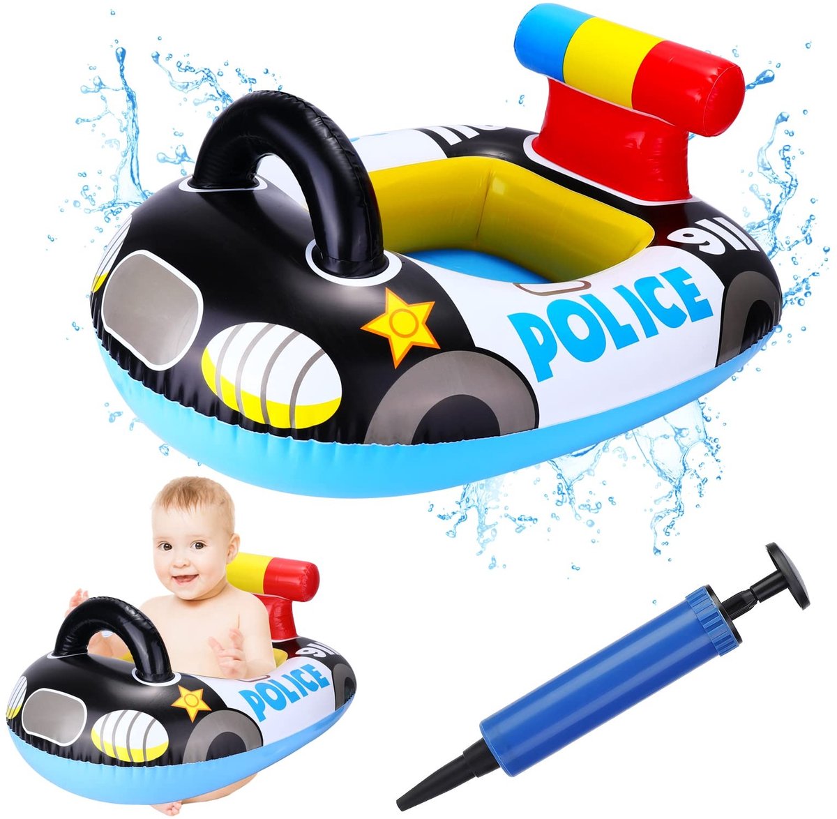 Solidchoice - Inflatable Baby Swimming Ring in Politieauto Design