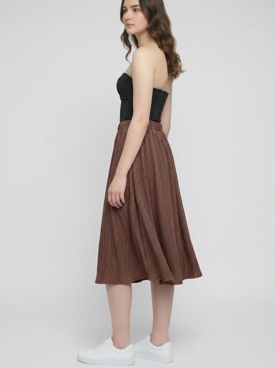 Zomerrok midi - hoge taille - textiel stof - stijlvol en comfortabel - ShopVlot