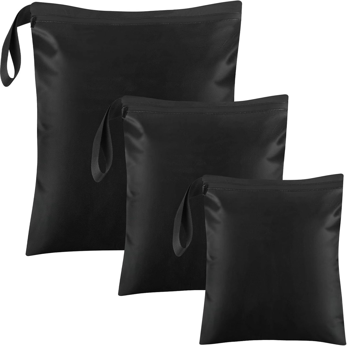 Wetbags 3 Stuks - Zwart Waterdichte Tas - Met Rits - Ideaal voor Zwemkleding - ShopVlot