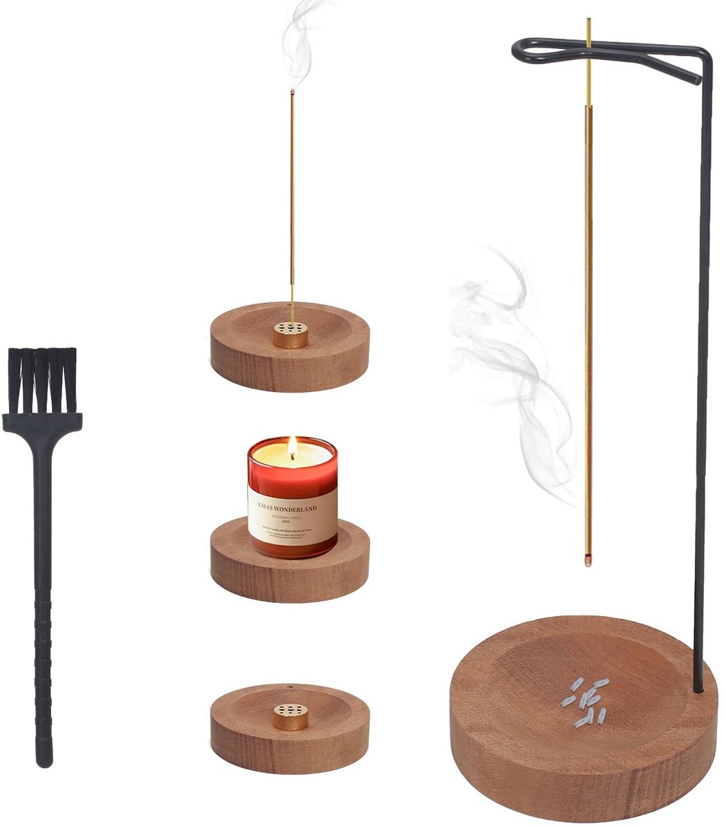 Solidchoice - 3-in-1 Wierookhouder van Hout voor Meditatie en Decoratie