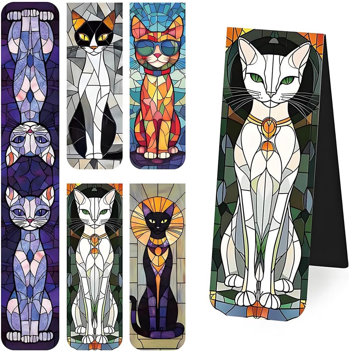 Bladwijzers met kattenmotief - 5 stuks - bedrukt papier - elegante collectie voor lezers - ShopVlot