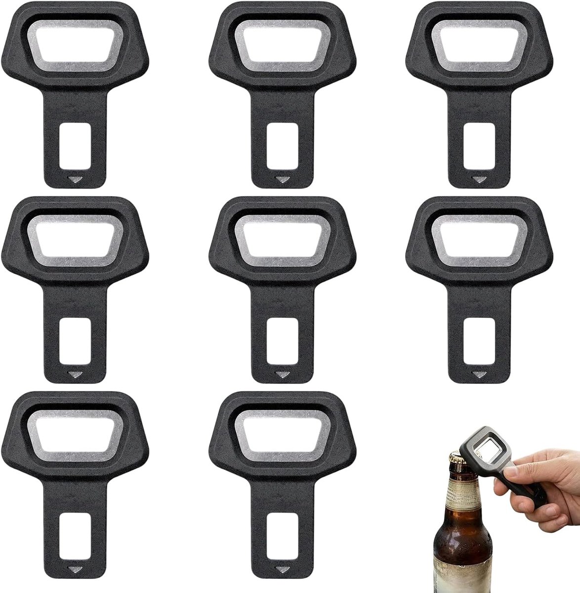 multifunctionele autozubehoren set 8 stuks - zinklegering - flesopener sleutelhanger - ideaal voor op reis - ShopVlot