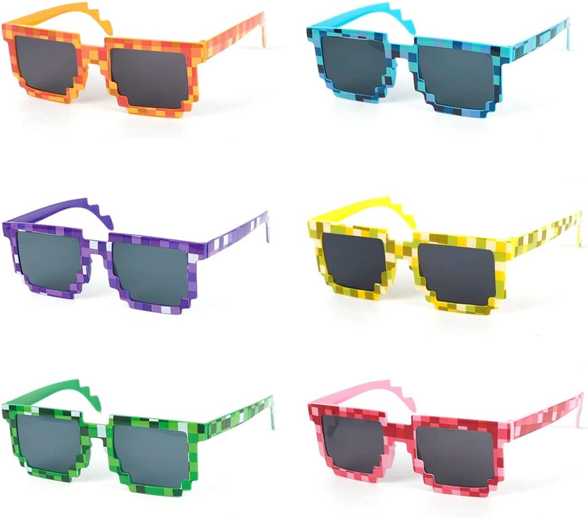Pixel zonnebril 6-pack - kleurrijk - verschillende stijlen - ideaal voor feestjes - ShopVlot