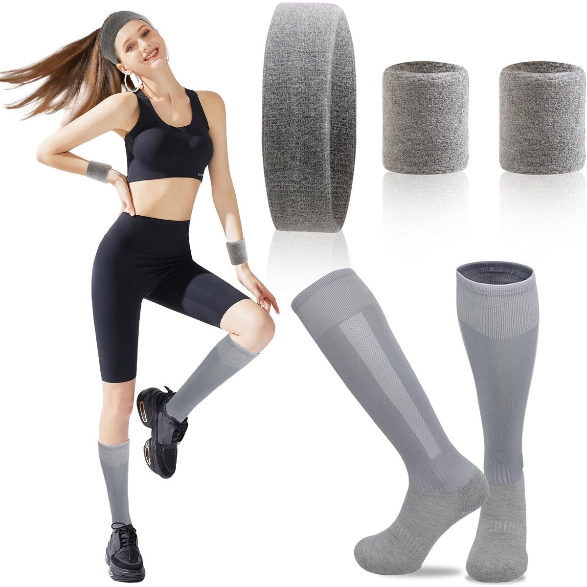 Solidchoice - Set van 5 Sport Sweatbands voor Fitness en Activiteiten