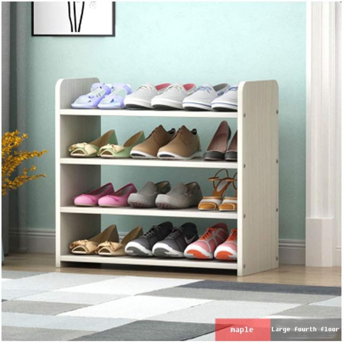 Schoenenrek grote 4-laags - houten schoenenplank - natuurlijk design - multifunctioneel gebruik - ShopVlot