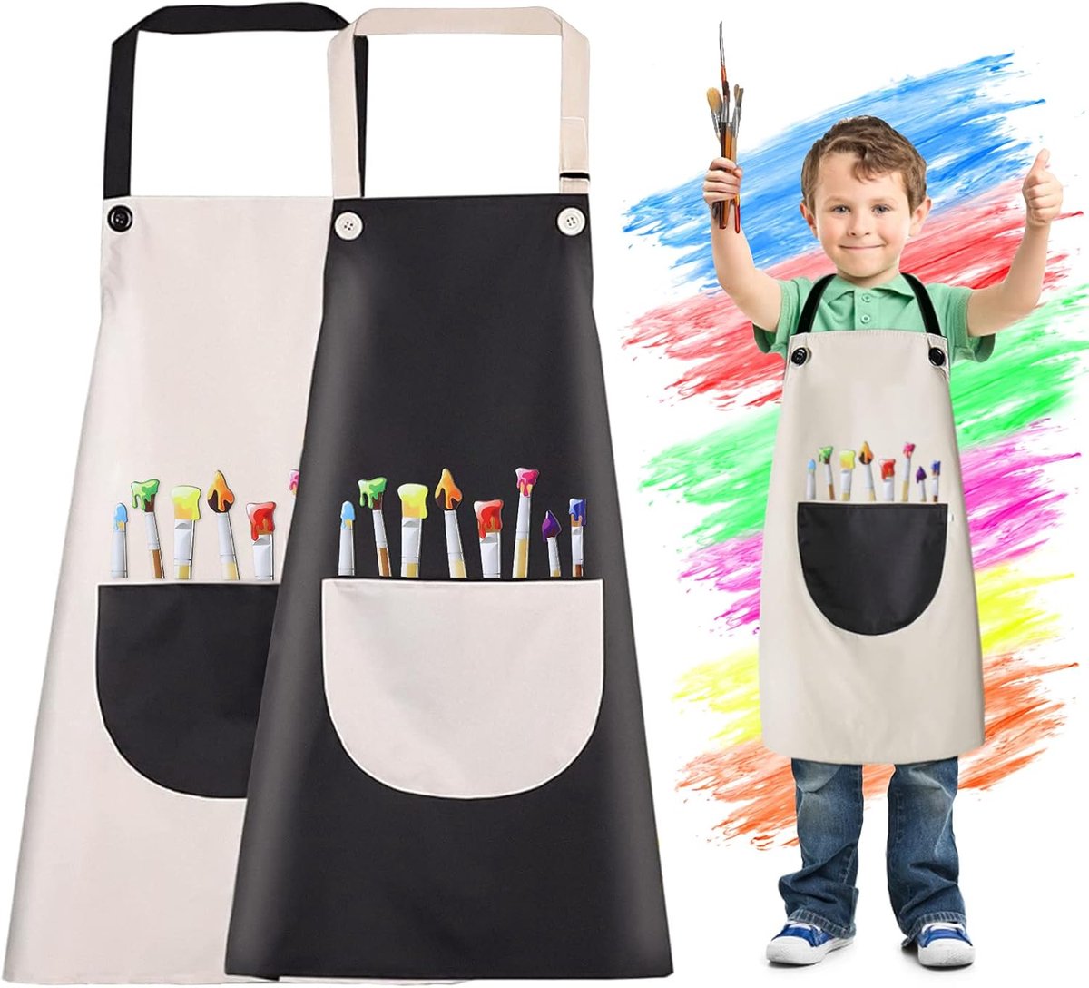 Kinderschort set 2 stuks - verstelbaar - met zakken - ideaal voor koken en knutselen - ShopVlot