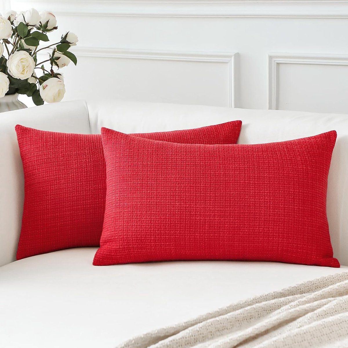 Kussenhoezen set van 2 40 x 60 cm - linnen kerstdecoratie - ademend en comfortabel - perfect voor bank en slaapkamer - ShopVlot