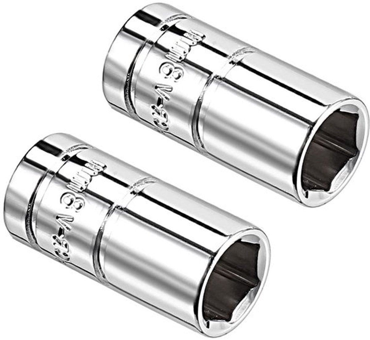 Ondiepe Socket - 2 Stuks - 1/4 Inch x 8 mm - Chroom-Vanadium Staal - Corrosiebestendig - Hoge Sterkte - Slijtvast Ontwerp - Dopsleutel