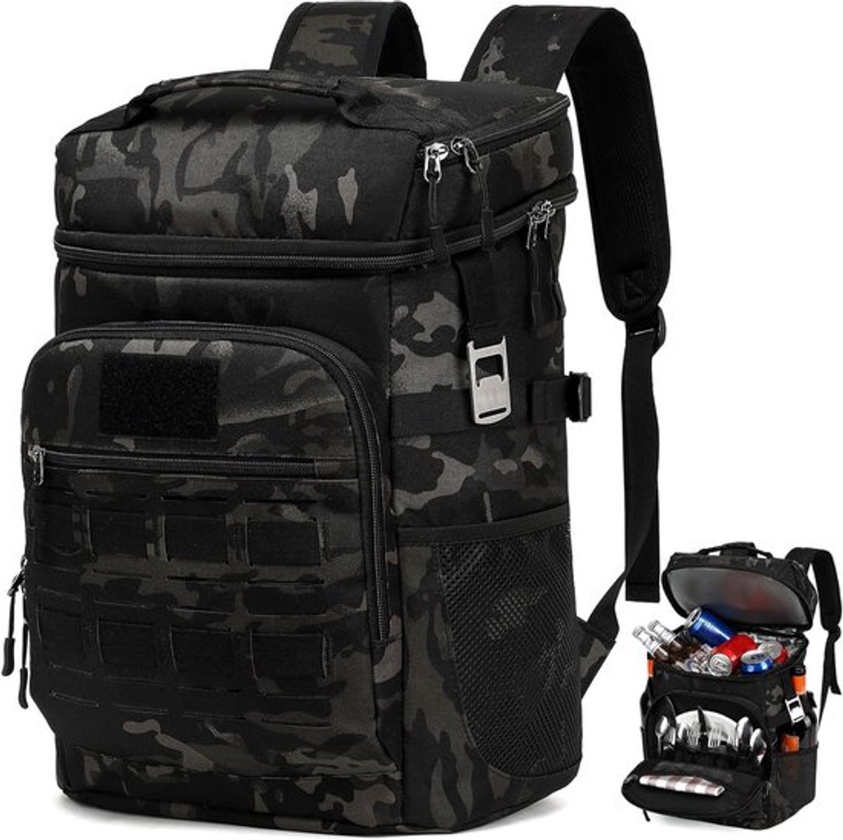 SnelShoppen - Tactical Cooling Backpack 40 Cans - Geïsoleerde, Lekvrije Koeltas Rugzak voor Mannen en Vrouwen, Lichtgewicht Soft Cooler met Thermo Com