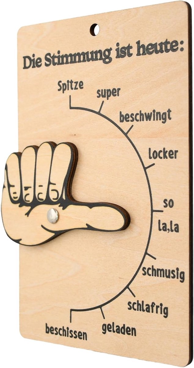 Barometer handgegraveerd 17 x 11 cm - Hout - Uniek kunstwerk - Stemming weergeven - ShopVlot