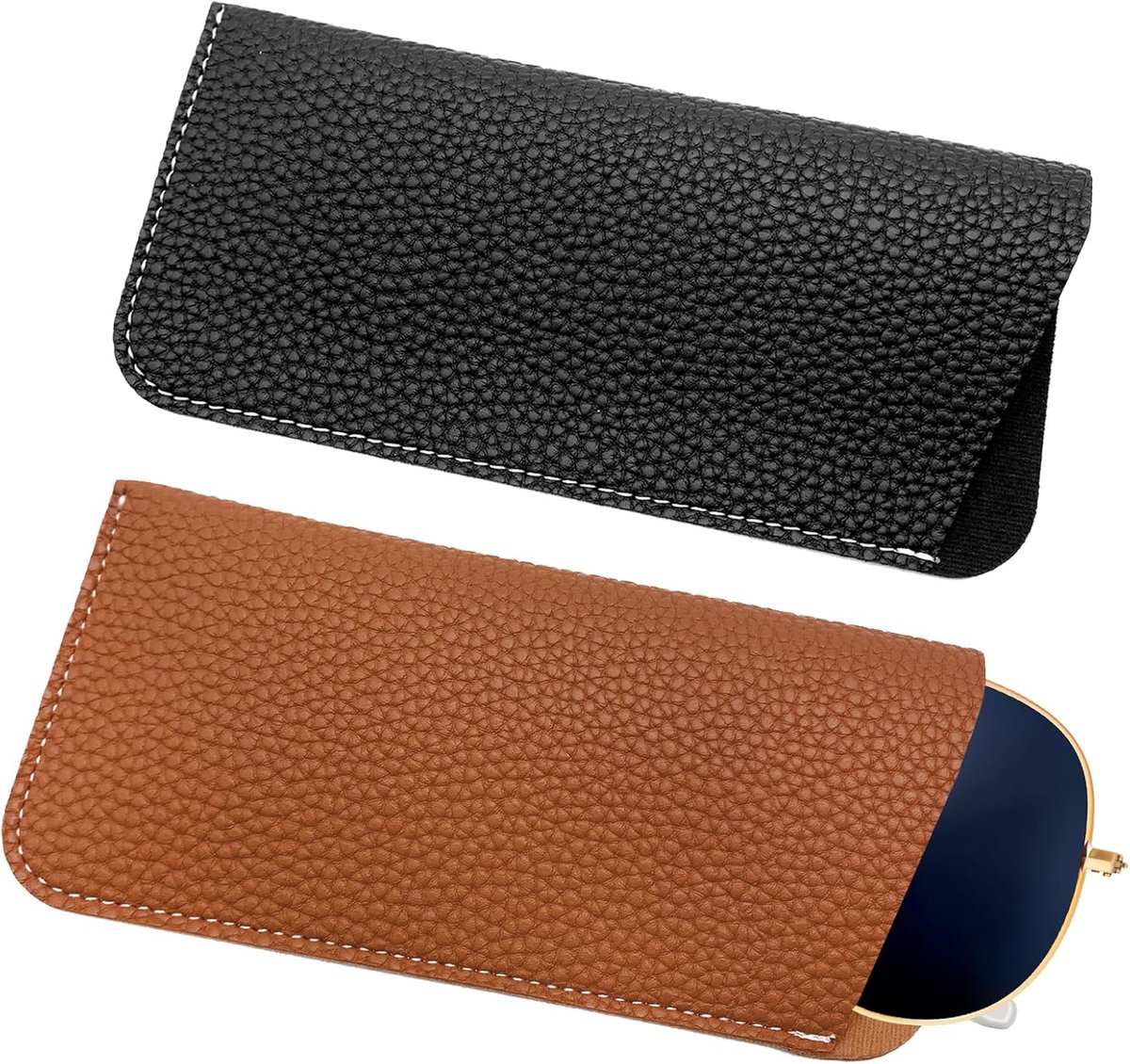 Bril pouch - zachte leren zonnebril organizer - litchi textuur - ideaal voor reizen - ShopVlot