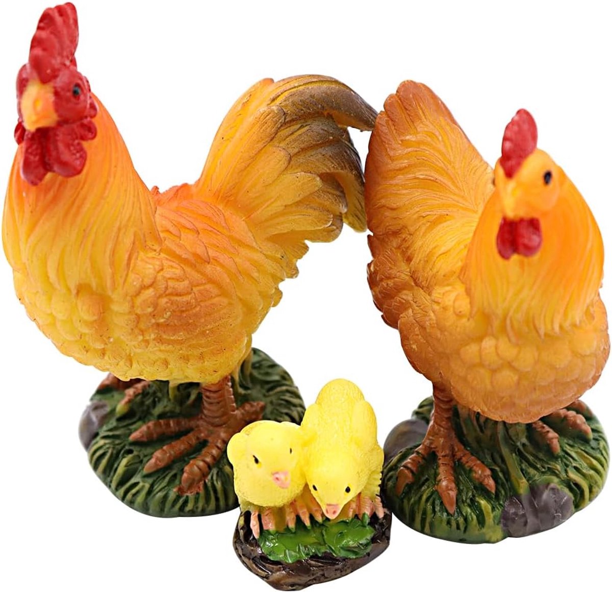 Miniatuur Kippen Sieraad Set 3 Stuks - Houten Ornamenten - Lifelike Design - Voor Miniatuurlandschappen - ShopVlot