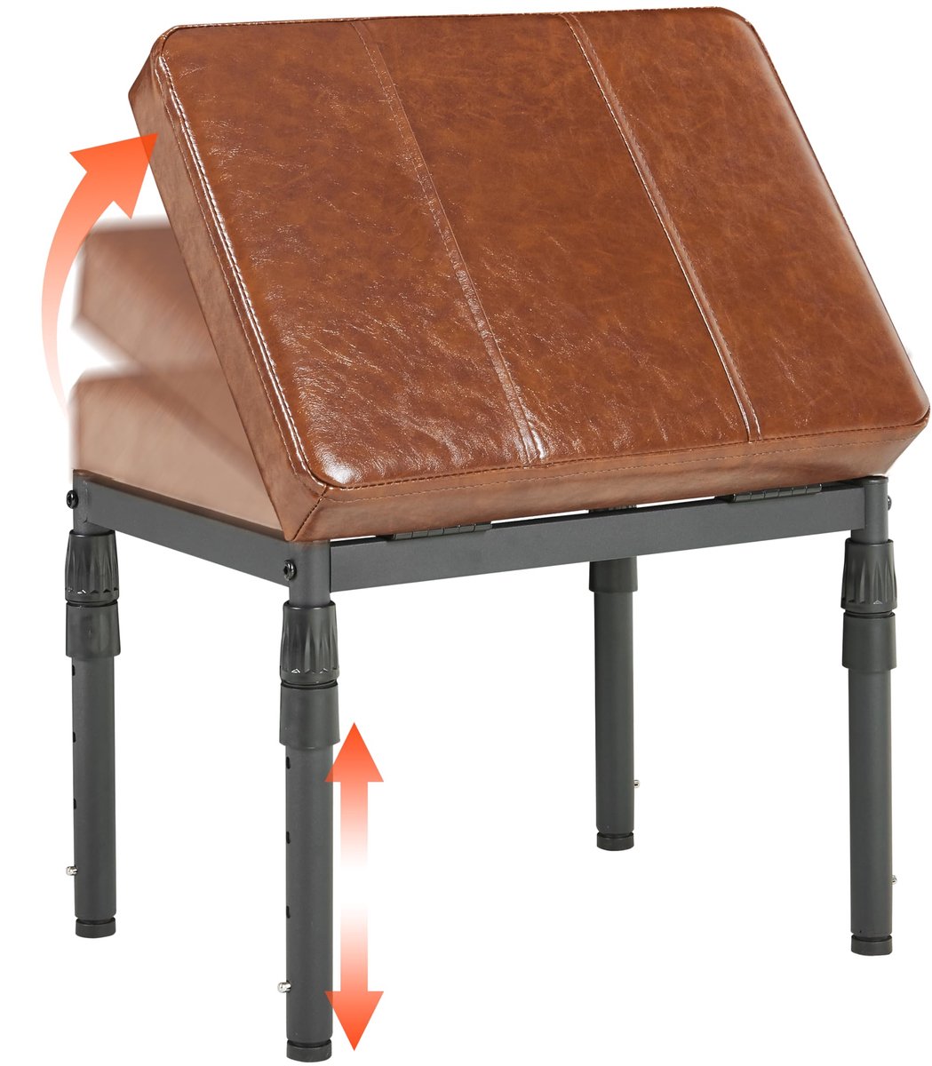 Verstelbare voetensteun - ergonomische ottoman - zwart kunstleer - perfecte kuitsteun voor kantoor - ShopVlot
