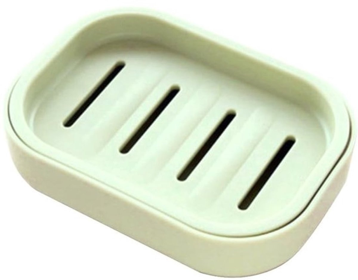 Zeepschaal - Groene Plastic Dubbele Zeepdoos met Afvoer - Duurzaam PP-Materiaal - Bacteriën Remmend Ontwerp - Comfortabel Handgevoel - Stapelbaar Design