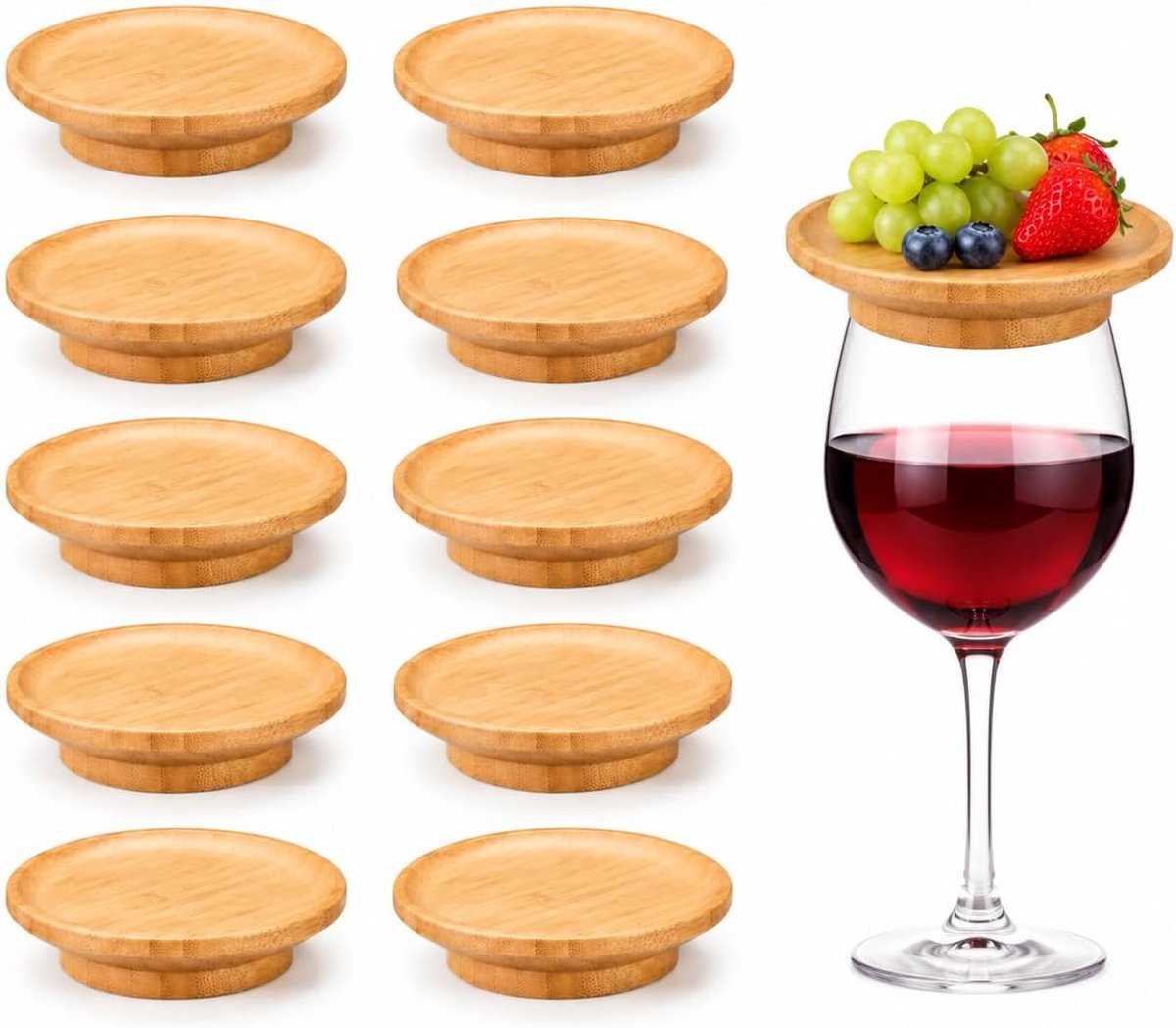Wijnglazen toppers 10 stuks - Bamboe - Herbruikbaar - Ideaal voor hapjes - ShopVlot