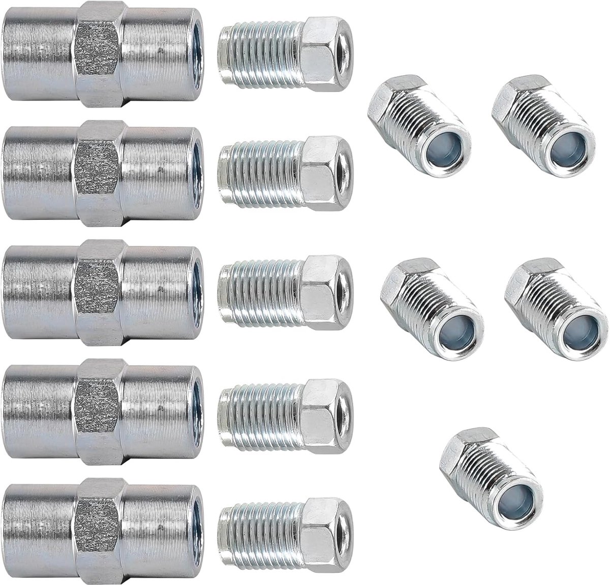 Schoefverbindingen M10 x 1 - 10 stuks + 5 connectors - Galvaniseer staal - Voor remleidingen 4,8 mm - ShopVlot