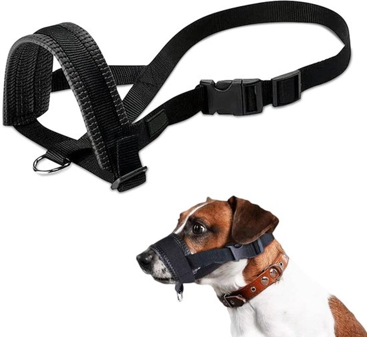 Andiker Muilkorven voor honden, muilkorf van zacht nylon met verstelbare lus om bijzen en blaffen te voorkomen (groot)
