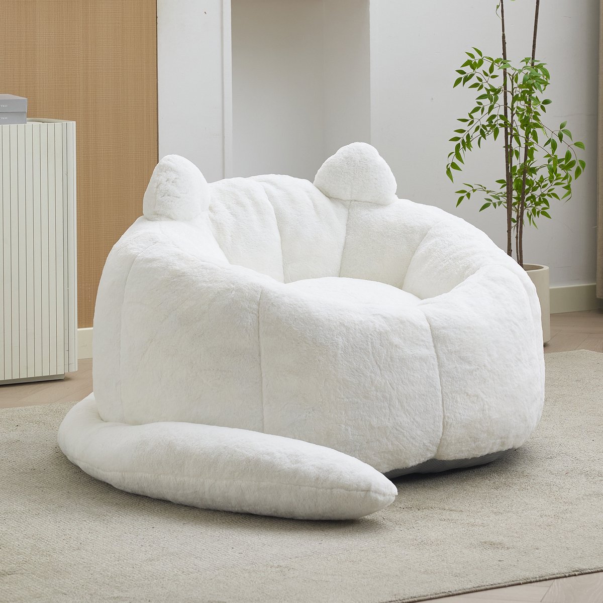 Lounge Fauteuil Wit - Kattenbank Design Zitzak Voor Volwassenen - Fluwelen Relaxstoel Zonder Montage - Comfortabele Stoel