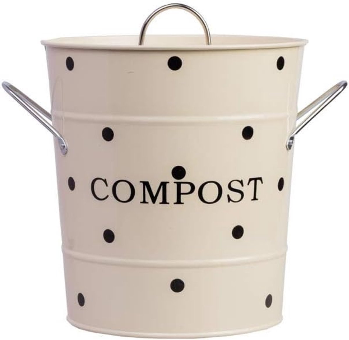 Afvalemmer Ø19 H21 cm - Beige met stippen - Stijlvol design - Perfect voor thuisgebruik - ShopVlot