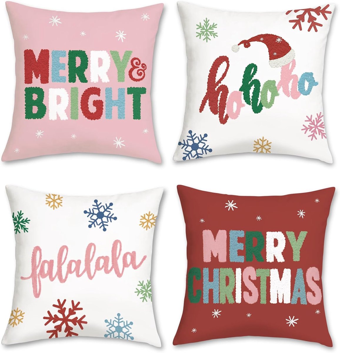 Kussenslopen 45 x 45cm - zachte pluche - kerstmotief met sneeuwvlokken - sfeervolle winterdecoratie - ShopVlot