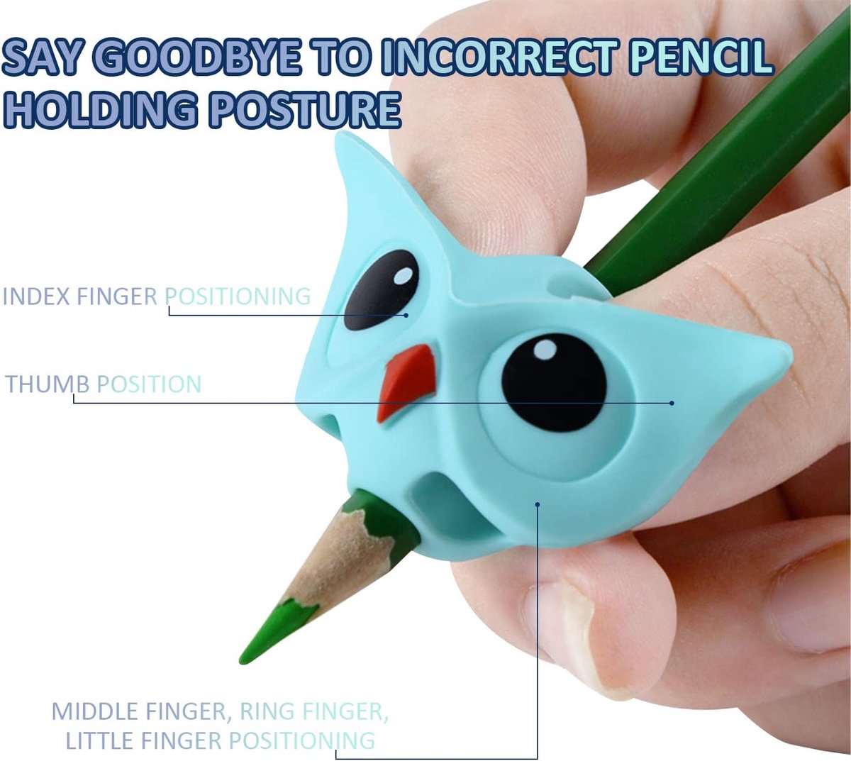 Pencil grips voor kinderen - silicone vingerhouders - kleurrijke uil penhouders - schrijfondersteuning voor peuters - ShopVlot