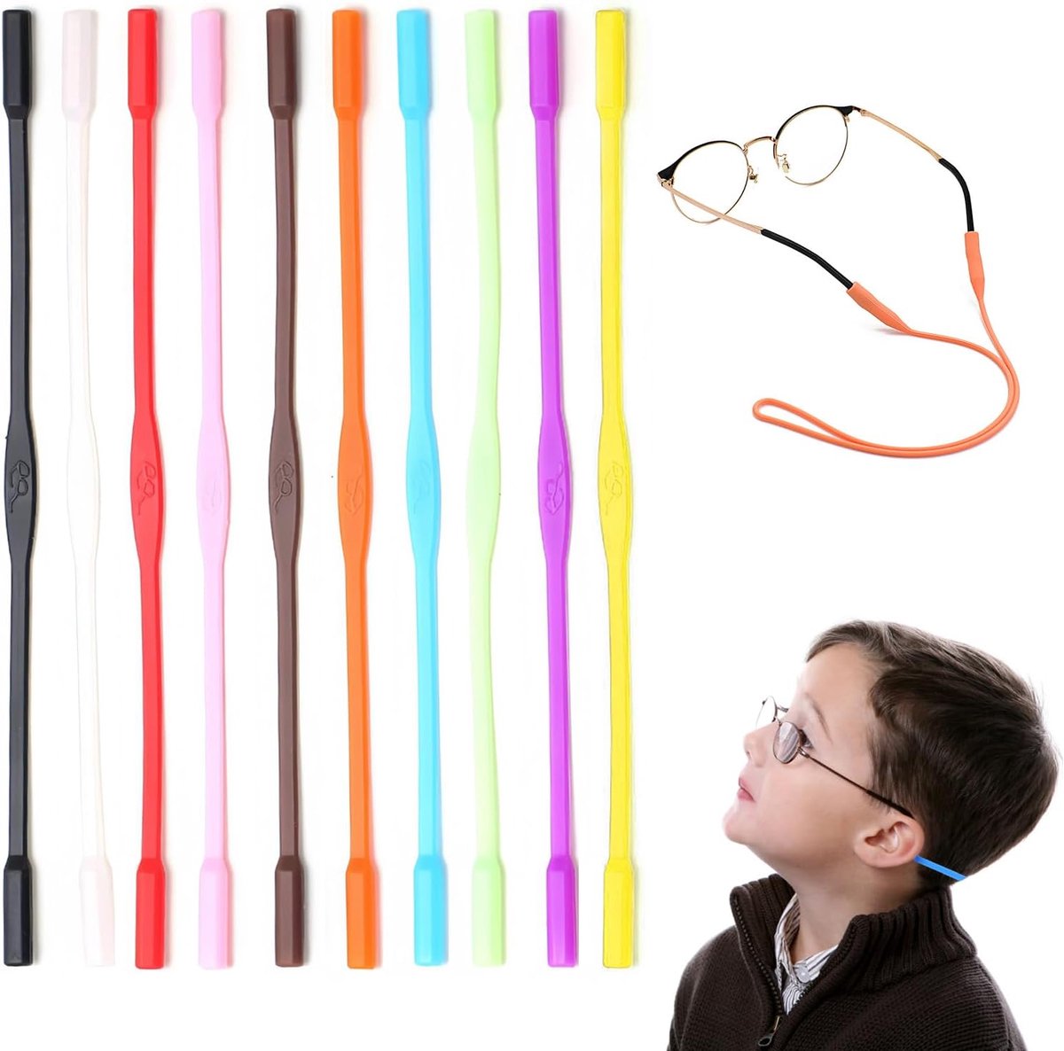 Brilkoord voor kinderen - 10 stuks - silicone - verstelbaar en antislip - ideaal voor actieve kinderen - ShopVlot
