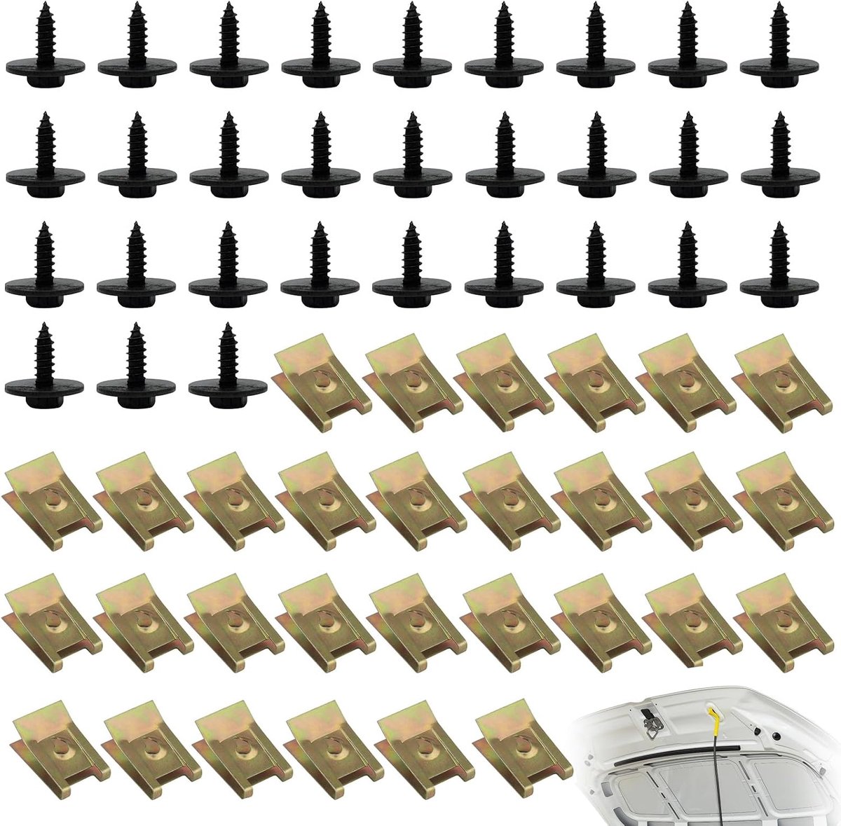 U clips met Torx schroeven - 30 stuks - verzinkt staal - ideaal voor montage auto onderdelen - ShopVlot