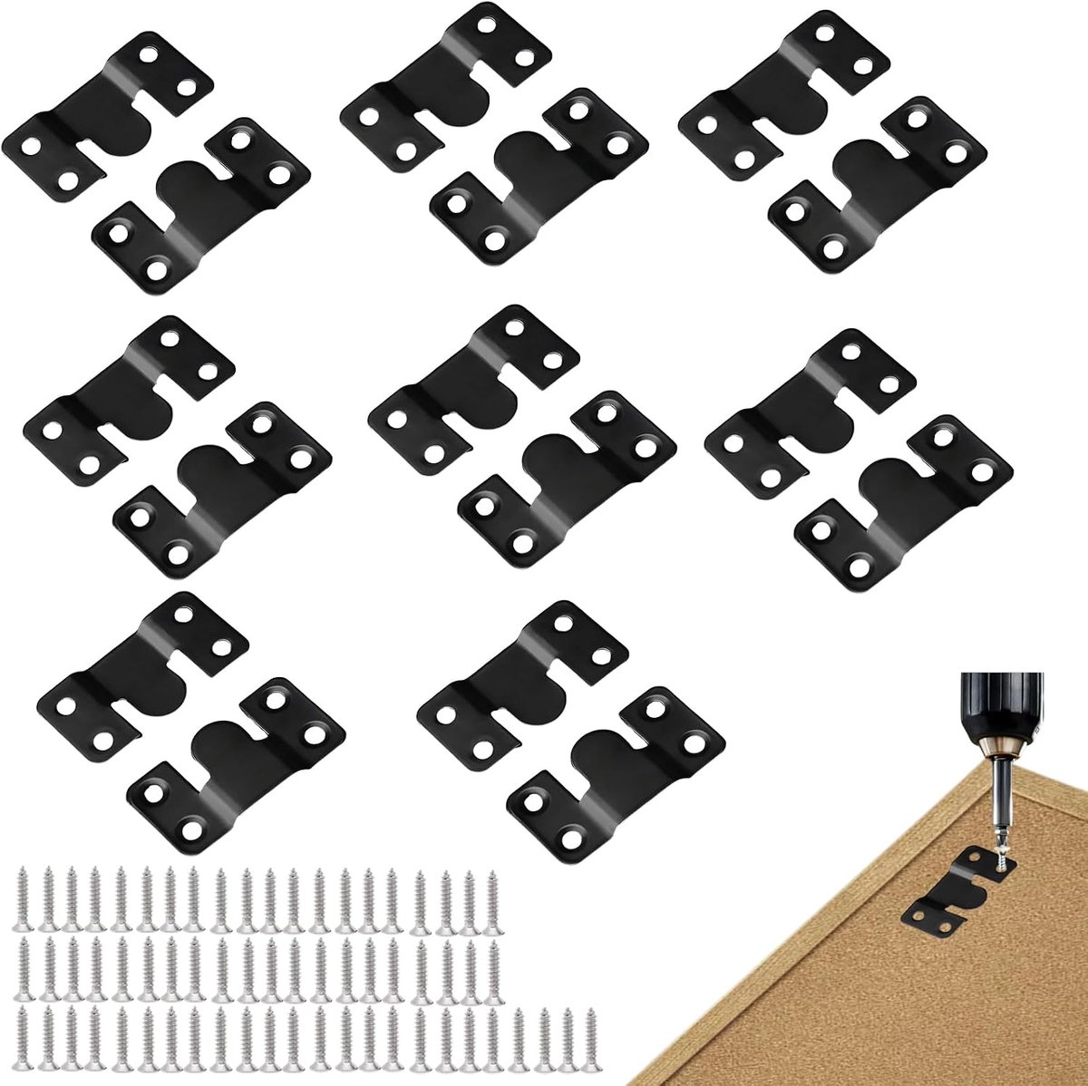 Wandhaken 5,4 x 3 cm - zwarte roestvrijstalen bevestigingsbeugels - zware kwaliteit - ShopVlot