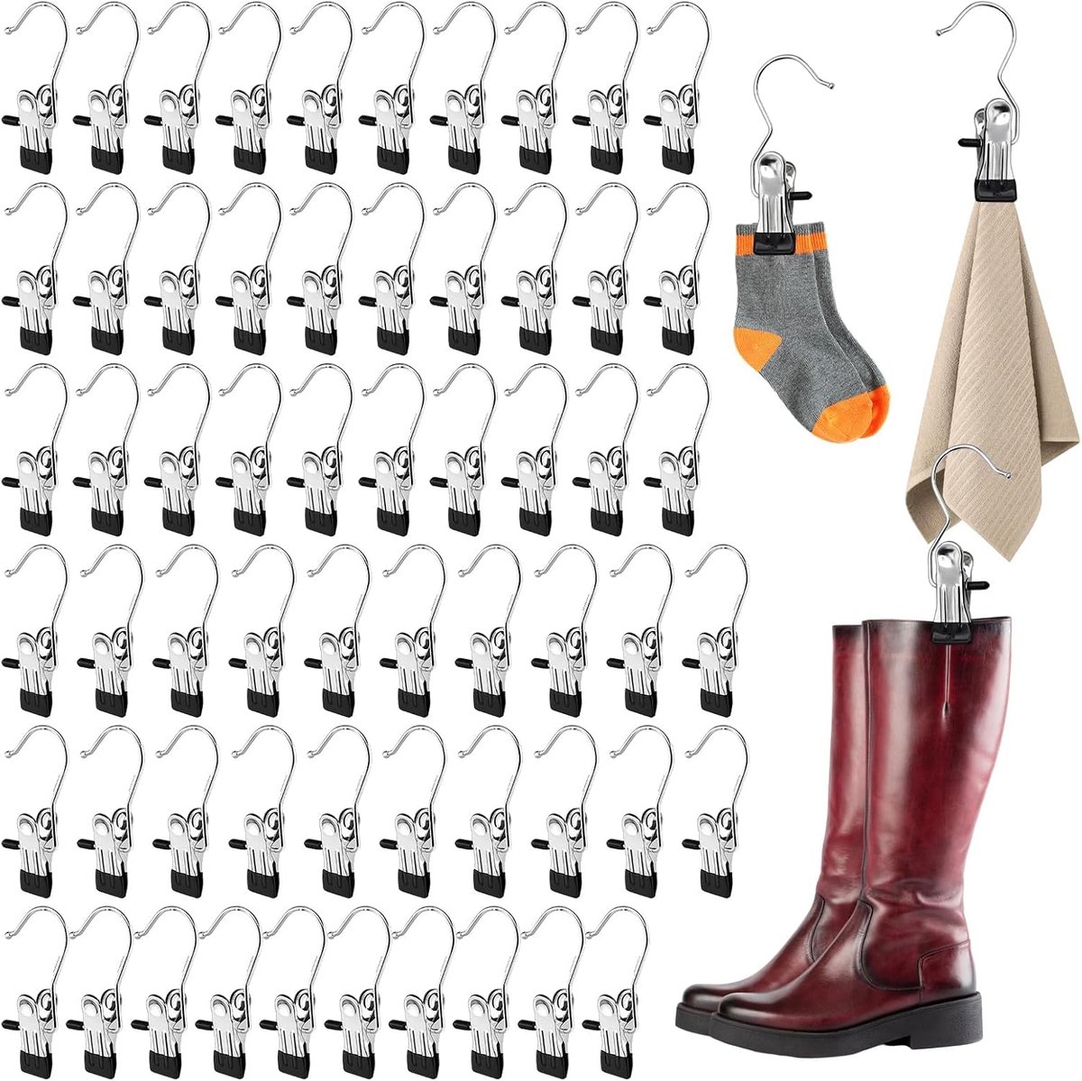 Klemhaken 60 stuks - 360° draaibaar - antislip rubberen clips - veilig voor je kleding - ShopVlot