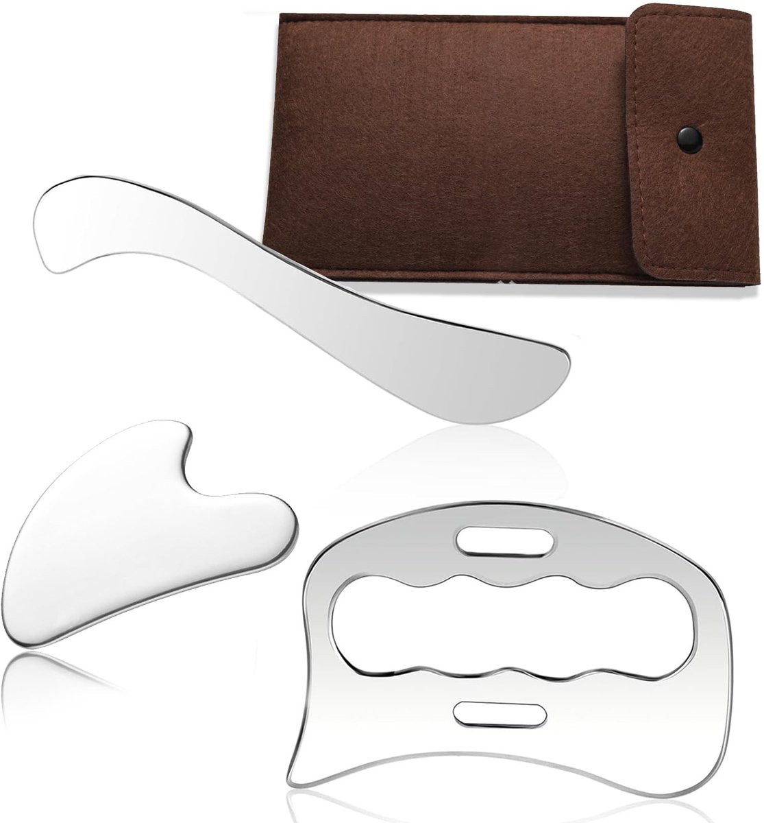 Solidchoice - 3-in-1 Gua Sha Massage Set van RVS voor Gezicht en Lichaam