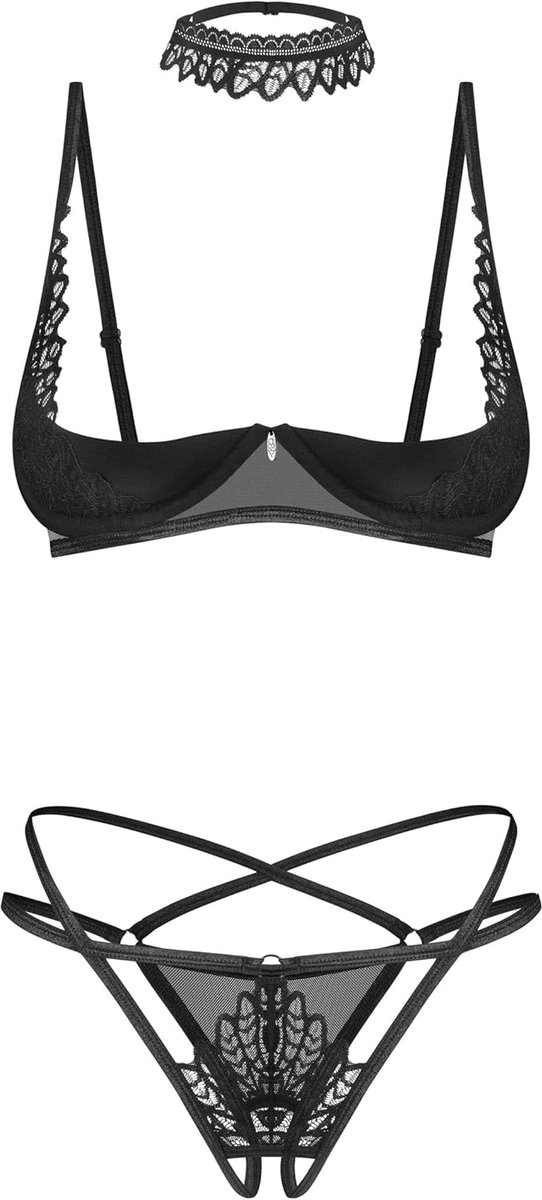 Lingerieset voor vrouwen - Meerdere stukken - Inclusief bh, thong en satijnen blinddoek - Verleidelijk en sexy - ShopVlot