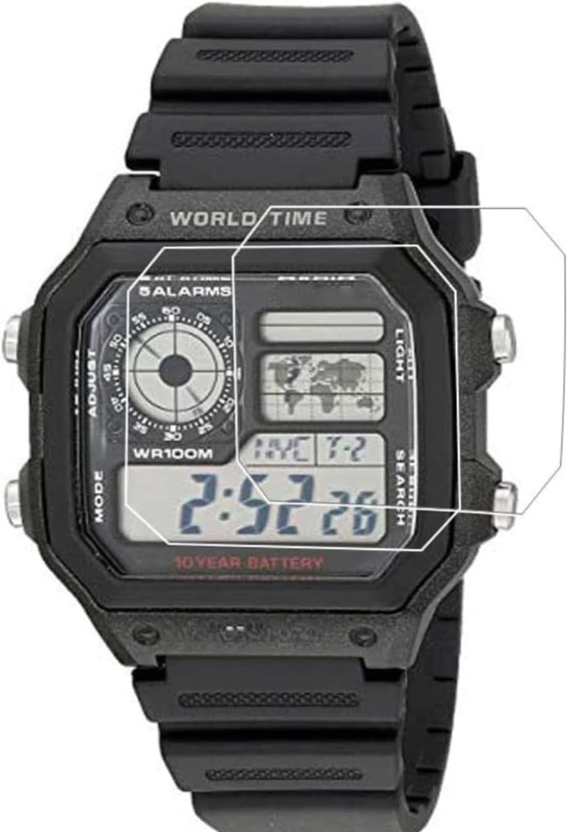Screen protector voor Casio AE-1200/AE-1300 - 2 pack - full anti-scratch - optimale bescherming tegen krassen - ShopVlot