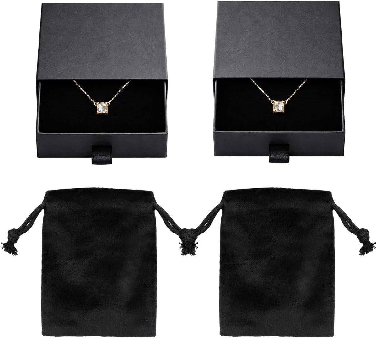 Sieradendoos 2-delig met lade - zwart - geschenkdoos voor ringen en armbanden - elegant opbergen - ShopVlot