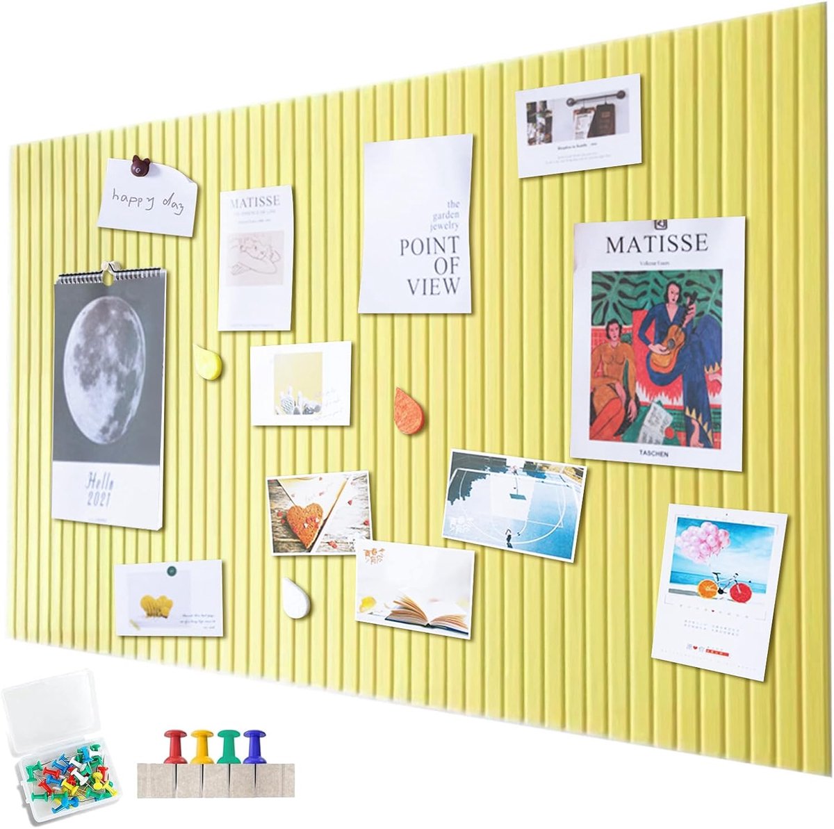 Vilt prikbord 90 x 60 cm - zelfklevend - decoratief in citroengeel - ideaal voor kantoor en keuken - ShopVlot