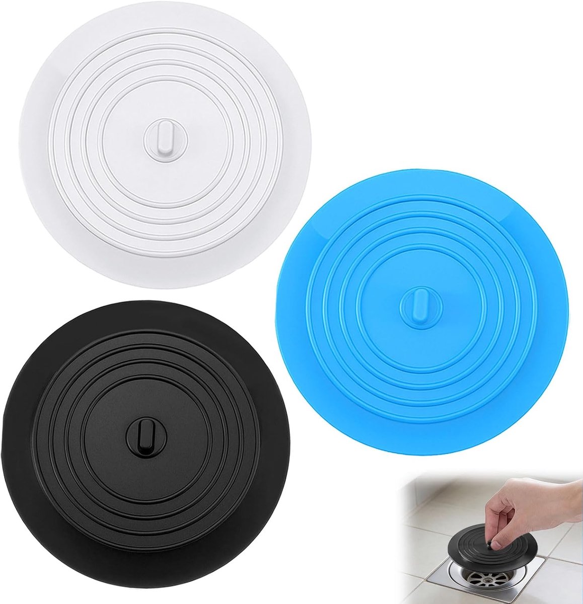 Afvoerstoppen 3 Stuks - Silicone - Universeel - Ideaal voor keuken en badkamer - ShopVlot