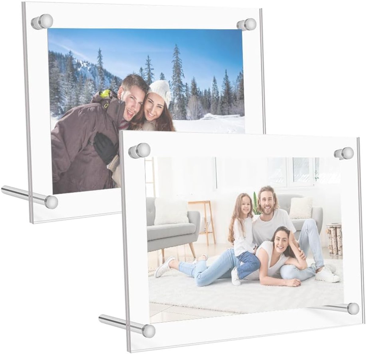 Acryl Fotolijst A5 - 2 Stuks - Transparant - Frameloos en Dubbelzijdig - Perfect voor Muur en Tafel - ShopVlot