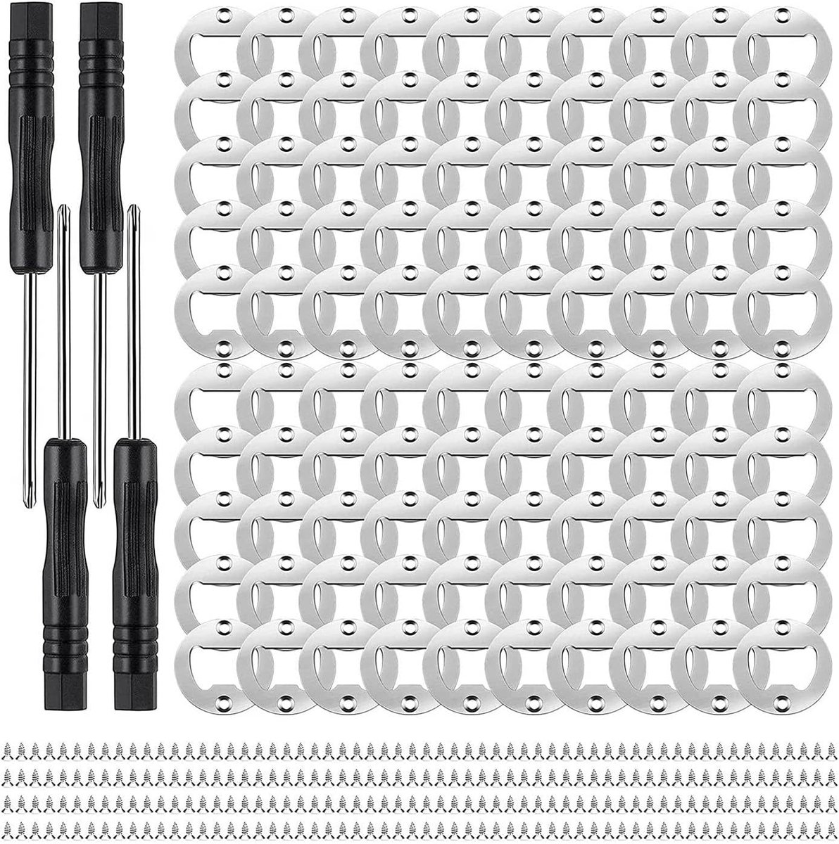 Flesopeners set van 100 - DIY metalen flesopener - robuust en duurzaam - perfect voor creatief gebruik - ShopVlot