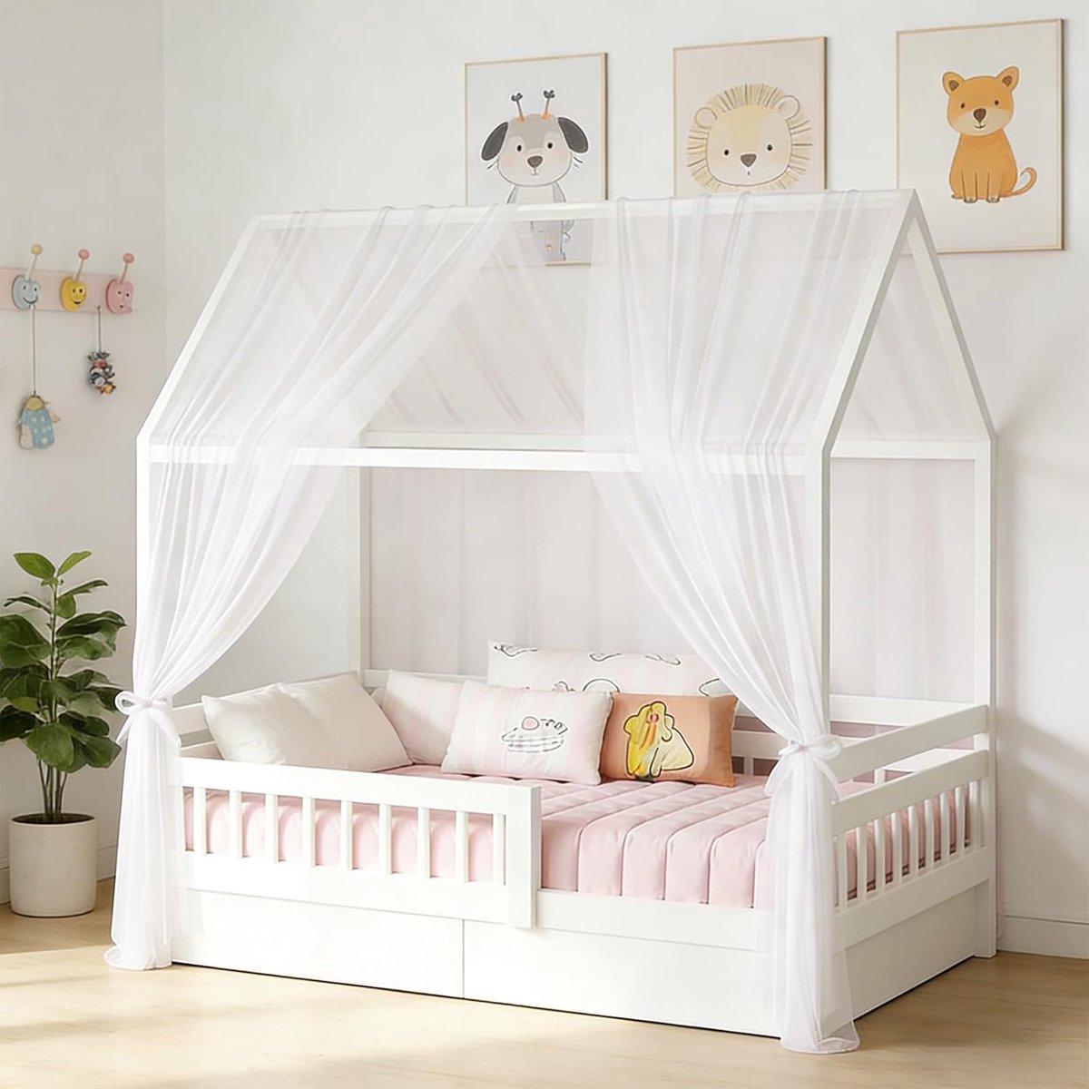 Huisbed hemel 150 x 350 cm - Zacht mousseline - Decoratie voor kinderkamer - Creëert een dromerige sfeer - ShopVlot