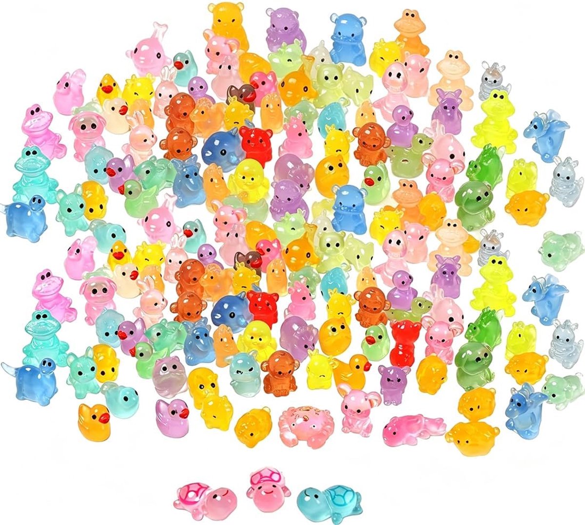 mini-dieren van hars 100 stuks - lichtgevende figuren - meerdere designs - voor tuin en aquarium - ShopVlot