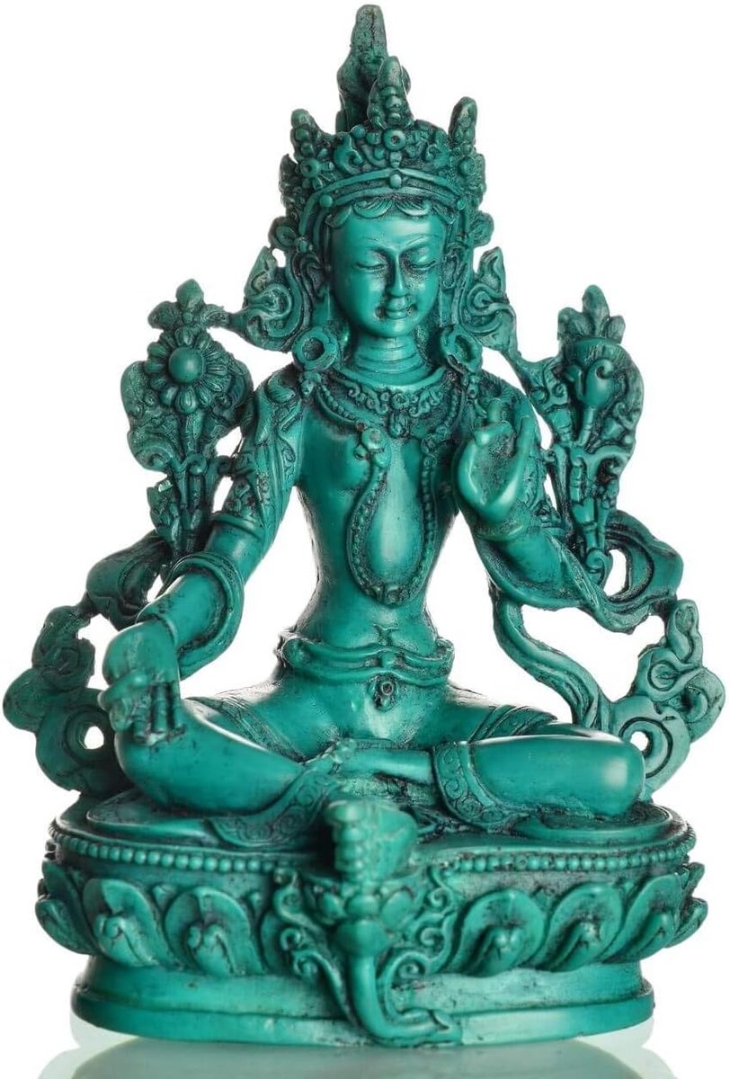 Green Tara figure Buddha statue, resin, turquoise, 15 cm - ShopVlot