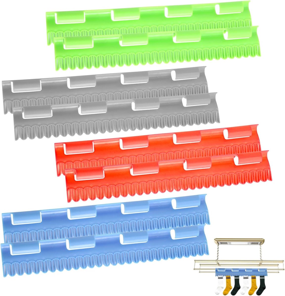 8 stuks sokkenhouders wasrek om ruimte te besparen, 32 × 5 cm - ShopVlot