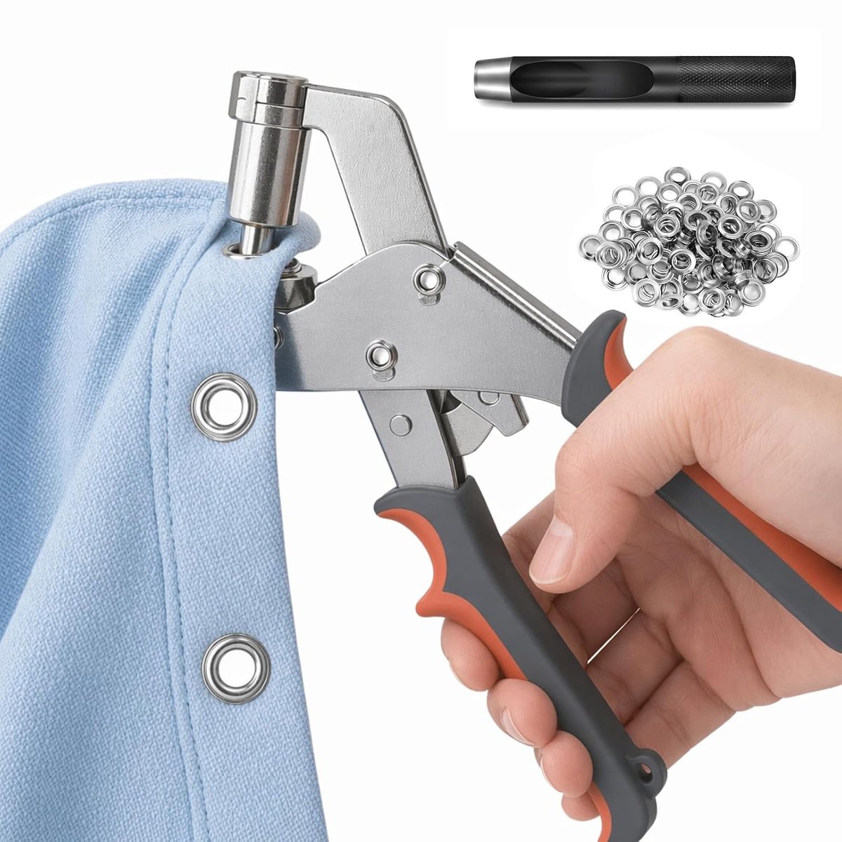 Professional eye tongs set with pliers 10 mm, 200 pieces silver metal ösen, hole pliers set, harvester for sailing - ShopVlot
