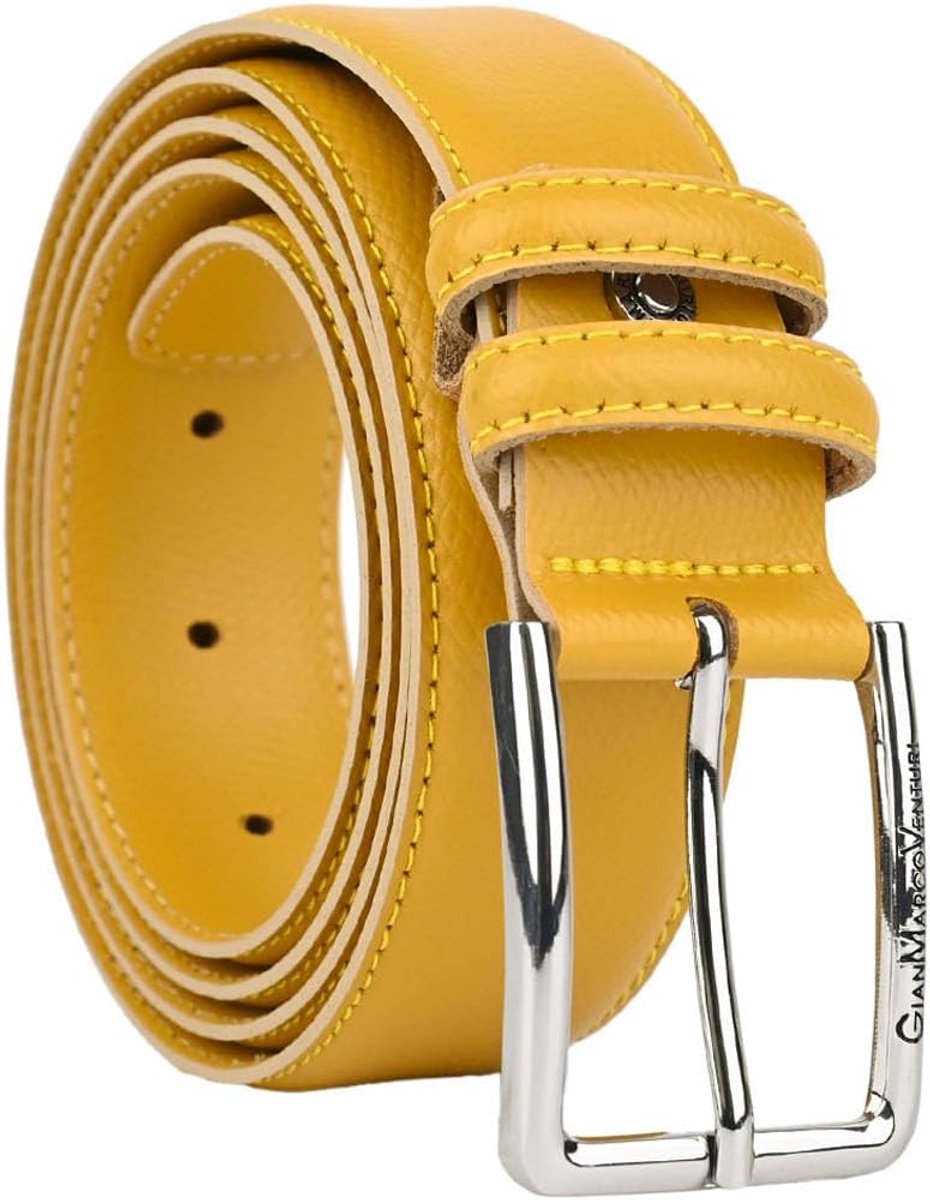 GianMarcoVenturi Unisex Genuine Leather Belt Made in Italy Made in Italy 3.5 cm with Box - ShopVlot